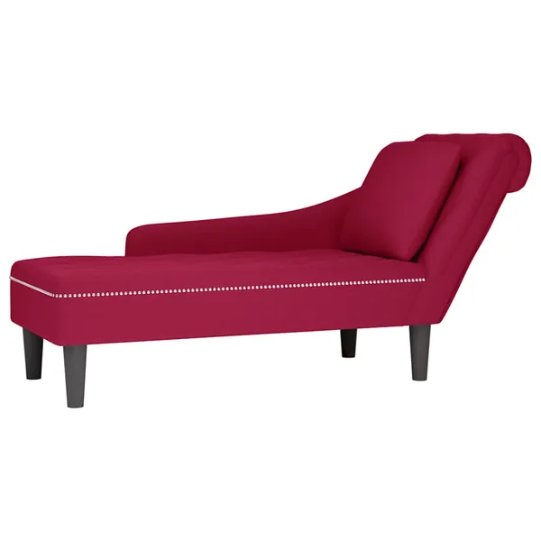 Fauteuil long avec coussin et accoudoir droit rouge bordeaux
