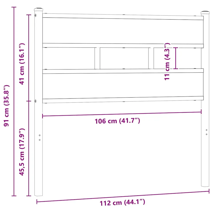 Tête de lit de remplacement chêne sonoma 107 cm fer et bois d’ingénierie - 6