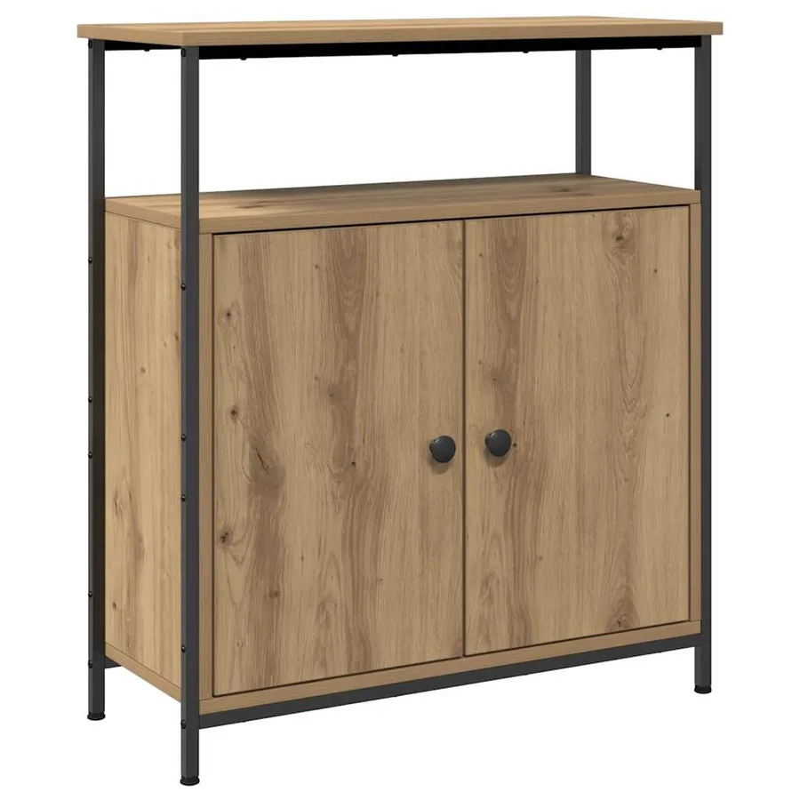 Buffet chêne artisanal 70x30x80 cm bois d'ingénierie - 2