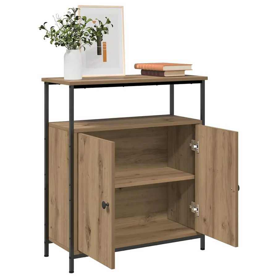 Buffet chêne artisanal 70x30x80 cm bois d'ingénierie - 4