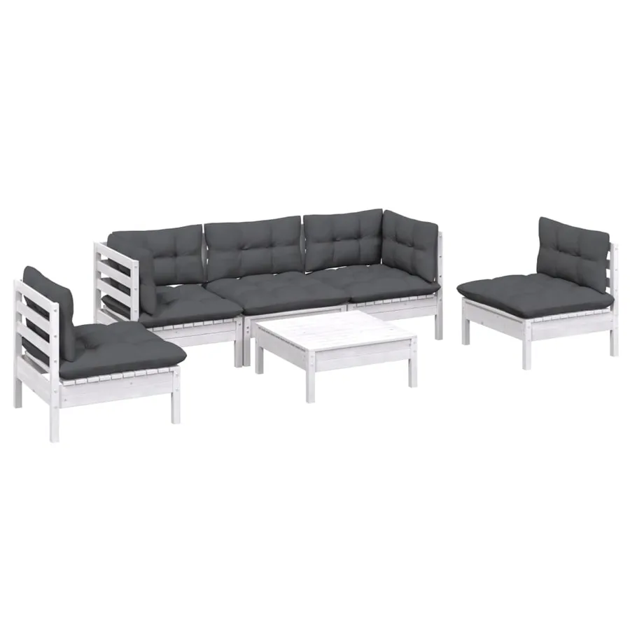 Salon de jardin 6 pcs avec coussins bois de pin massif - 3