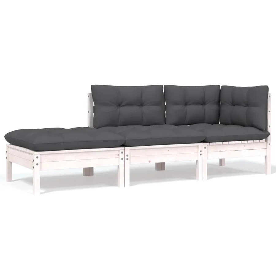Salon de jardin 6 pcs avec coussins bois de pin massif - 7