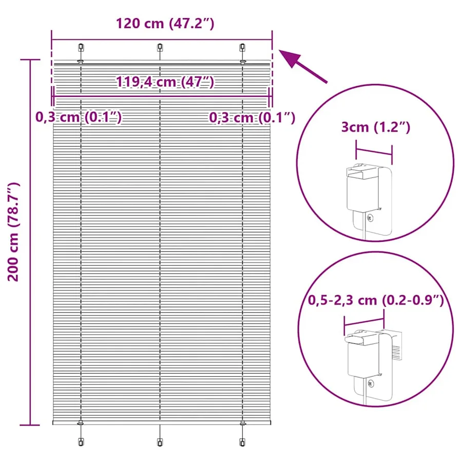 Store plissé rose 120x200 cm largeur du tissu 119,4cm polyester - 14