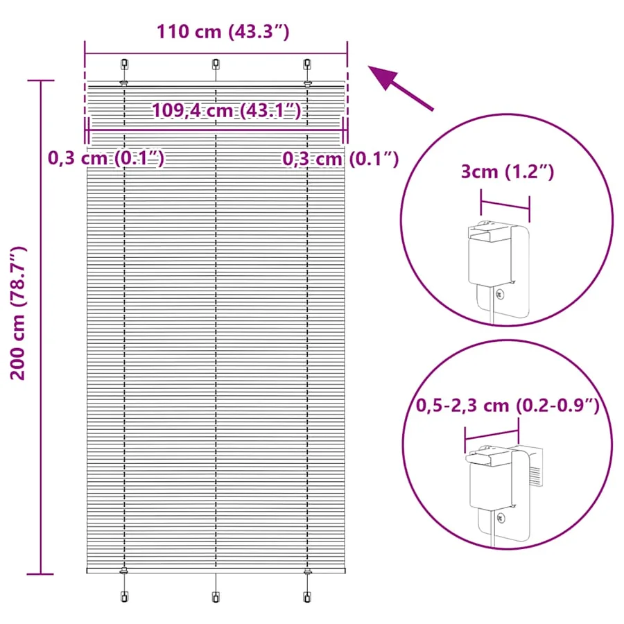 Store plissé crème 110x200cm largeur du tissu 109,4cm polyester - 14