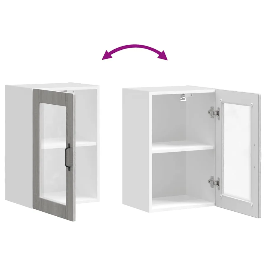 Armoire murale de cuisine avec porte en verre Porto sonoma gris - 9