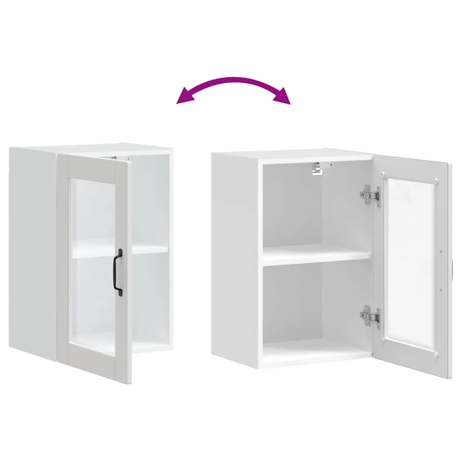 Armoire murale de cuisine avec porte en verre Porto blanc - 10