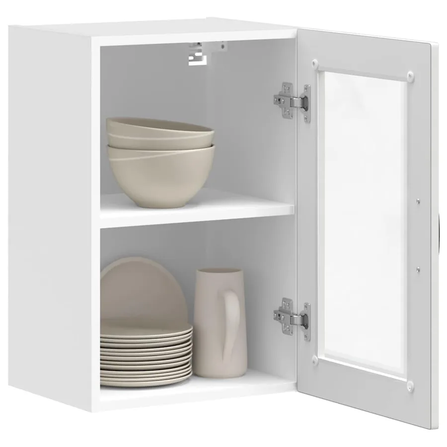 Armoire murale de cuisine avec porte en verre Porto blanc - 5