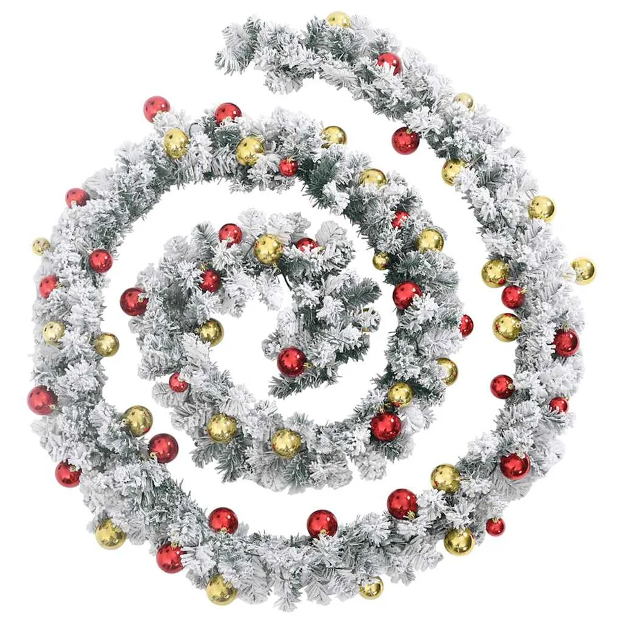 Guirlande de Noël avec boules et lumières LED vert 10 m PVC - 2