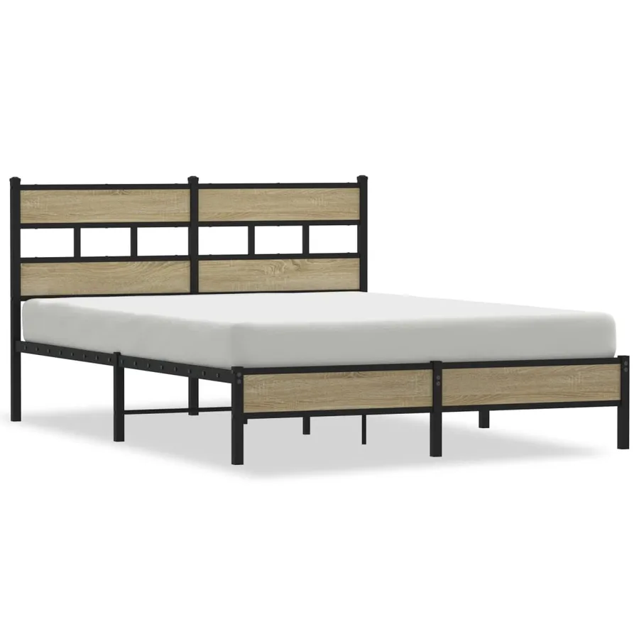 Cadre de lit sans matelas chêne sonoma 140x200 cm - 2