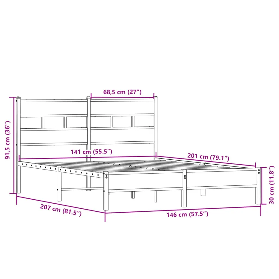 Cadre de lit sans matelas chêne sonoma 140x200 cm - 9