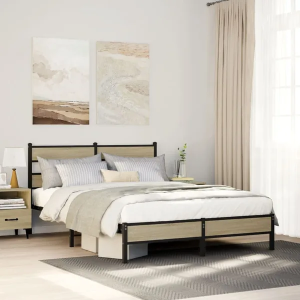 Cadre de lit sans matelas chêne sonoma 160x200 cm
