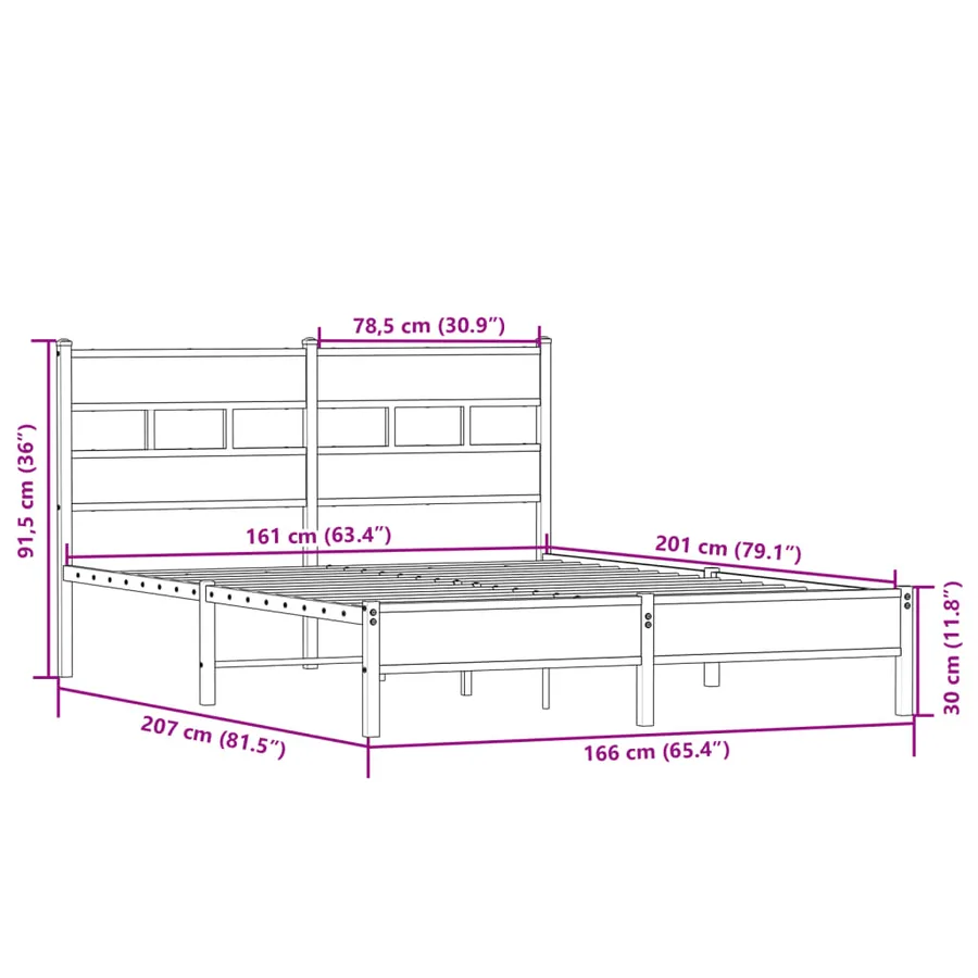 Cadre de lit sans matelas chêne sonoma 160x200 cm - 9