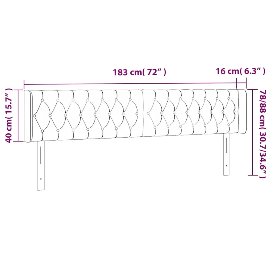 Tête de lit à LED Vert foncé 183x16x78/88 cm Velours - 7