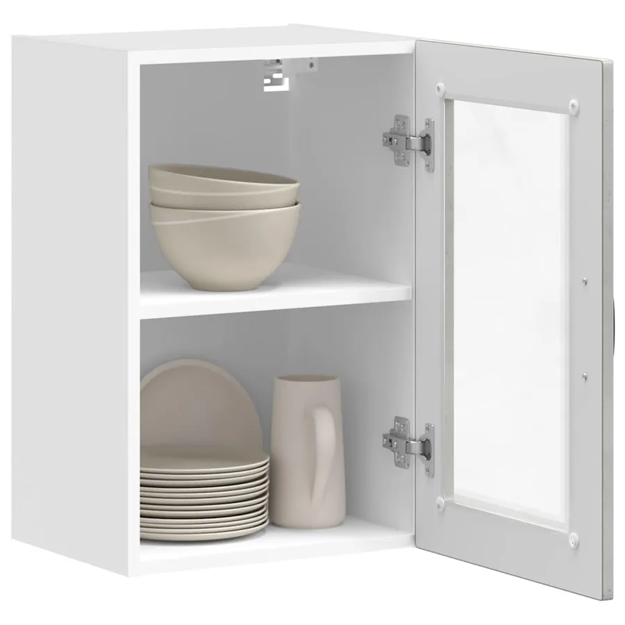 Armoire murale de cuisine avec porte en verre Porto gris béton - 5