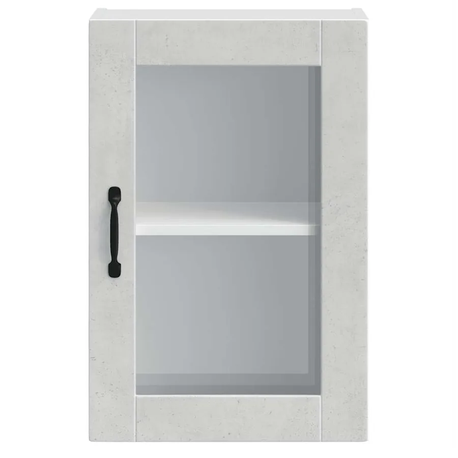 Armoire murale de cuisine avec porte en verre Porto gris béton - 6