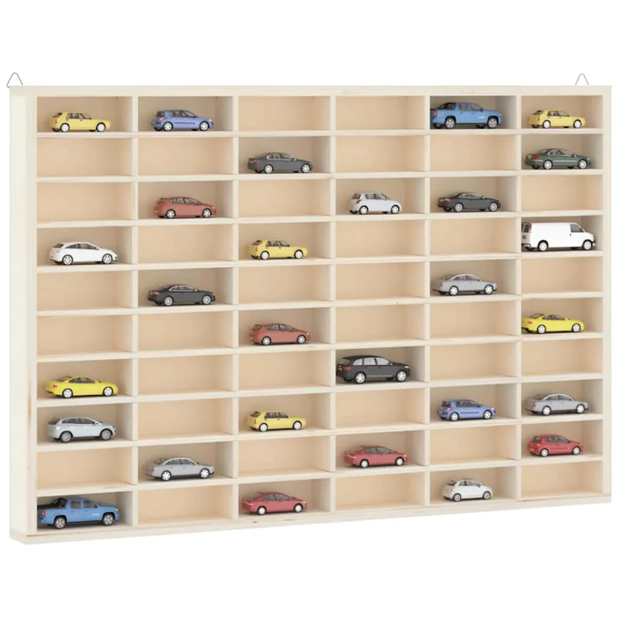 Vitrine de collection en bois avec 60 compartiments 60 x 4,5 x 40,5 cm