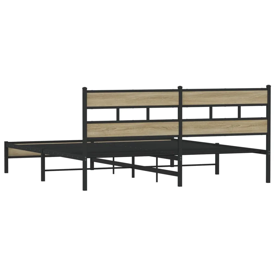 Cadre de lit en métal sans matelas chêne sonoma 180x200 cm - 6