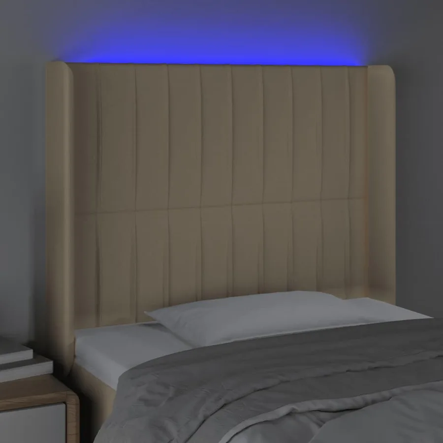 Tête de lit à LED Crème 83x16x118/128 cm Tissu - 4