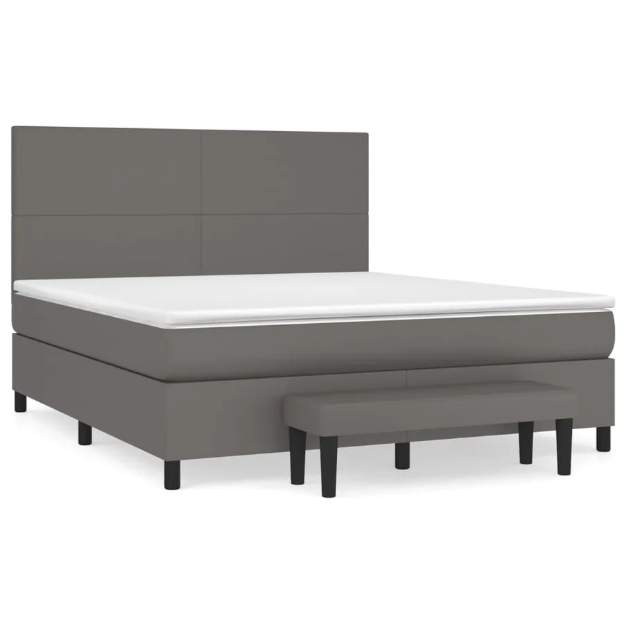 Sommier à lattes de lit avec matelas Gris 160x200 cm Similicuir - 2