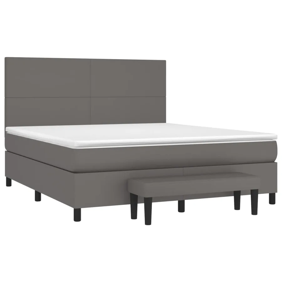 Sommier à lattes de lit avec matelas Gris 160x200 cm Similicuir - 3