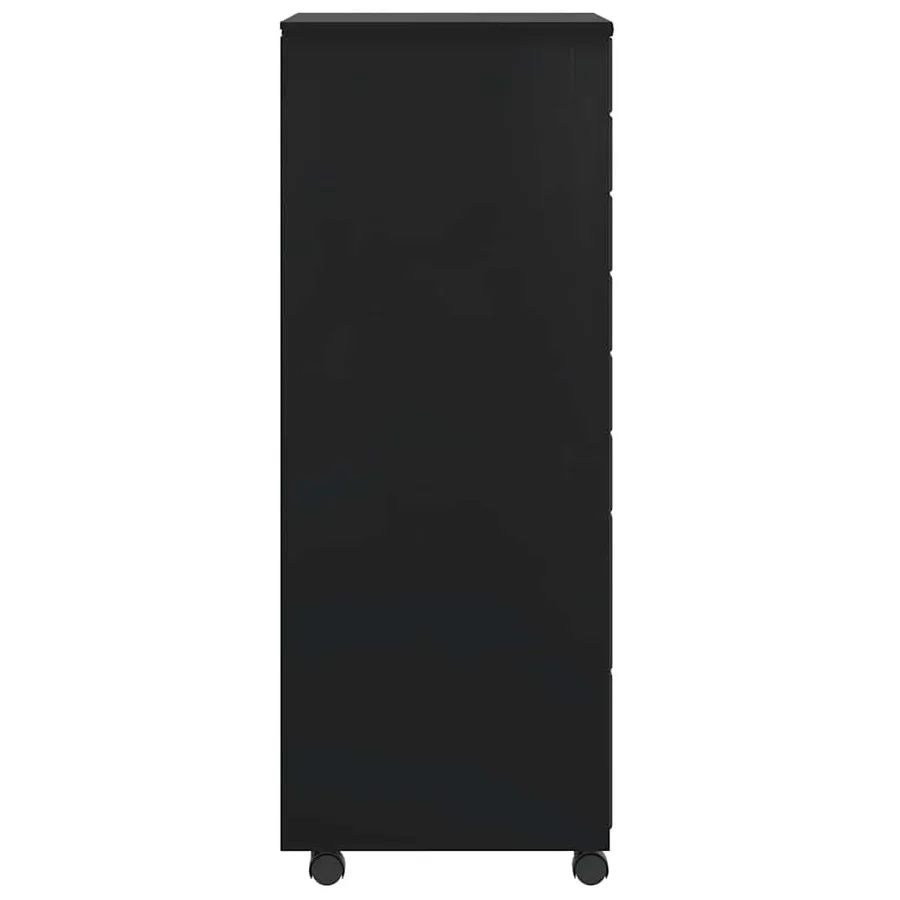 Armoire roulante avec tiroirs MOSS noir bois de pin solide - 4