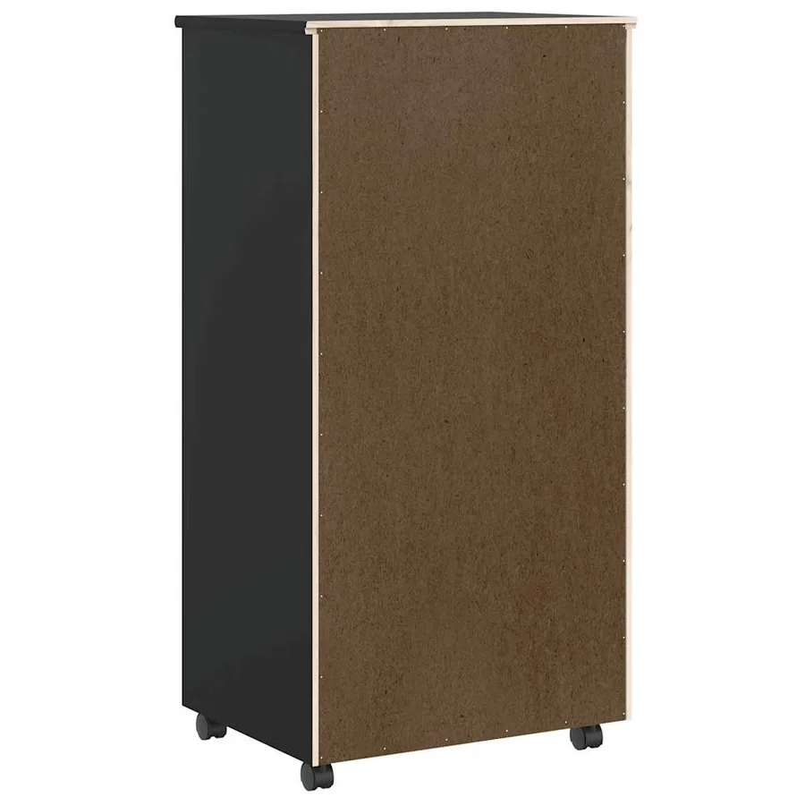 Armoire roulante avec tiroirs MOSS noir bois de pin solide - 5