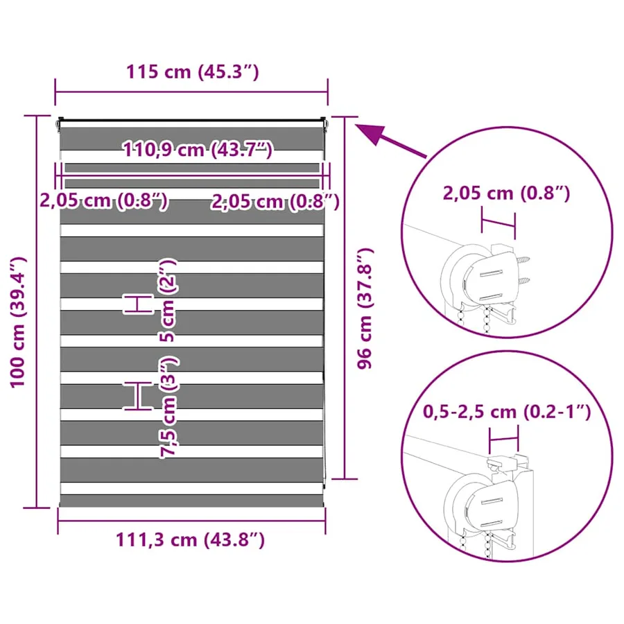 Store zèbre gris clair largeur du tissu 110,9 cm polyester - 16