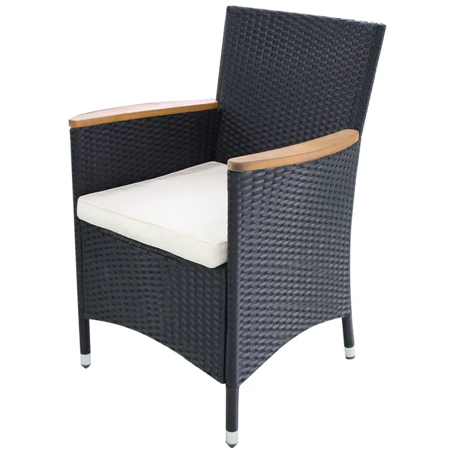 Ensemble à manger d'extérieur 7 pcs Résine tressée et acacia - 3