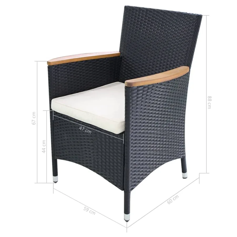 Ensemble à manger d'extérieur 7 pcs Résine tressée et acacia - 7