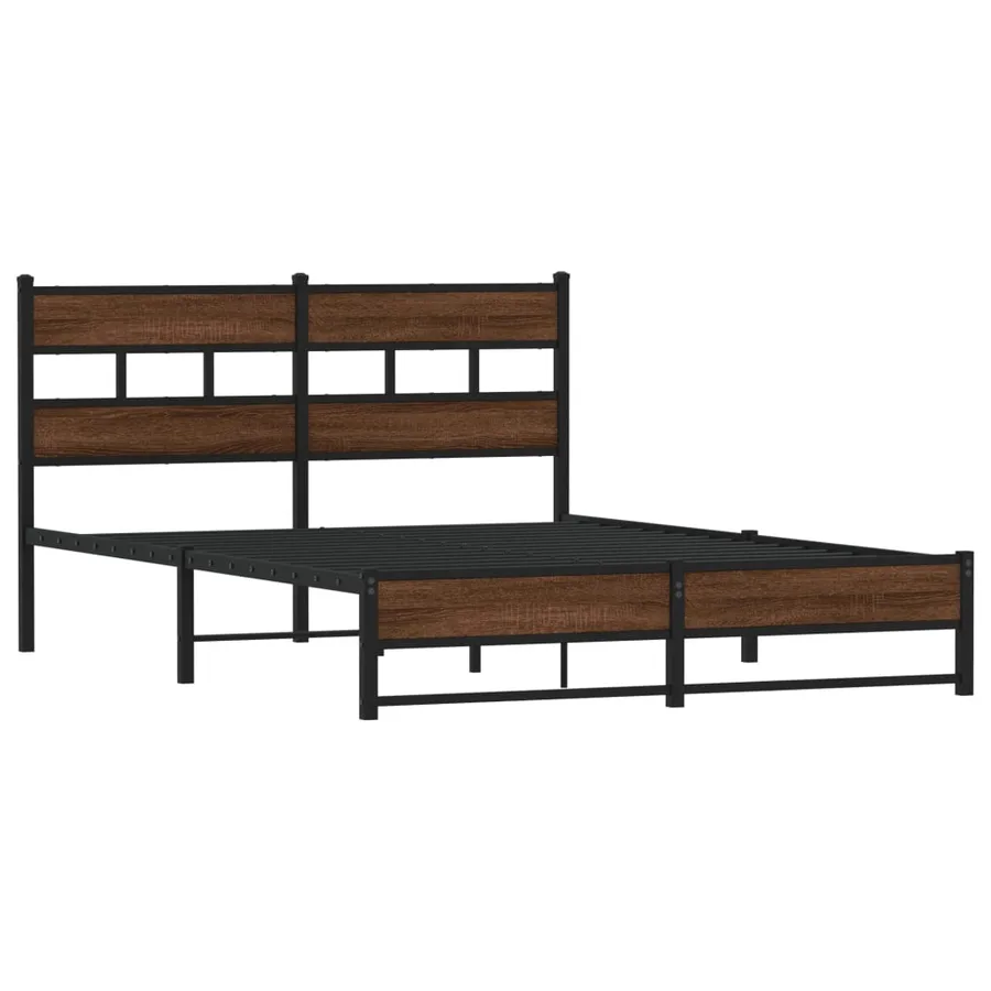 Cadre de lit en métal sans matelas chêne marron 135x190 cm - 3