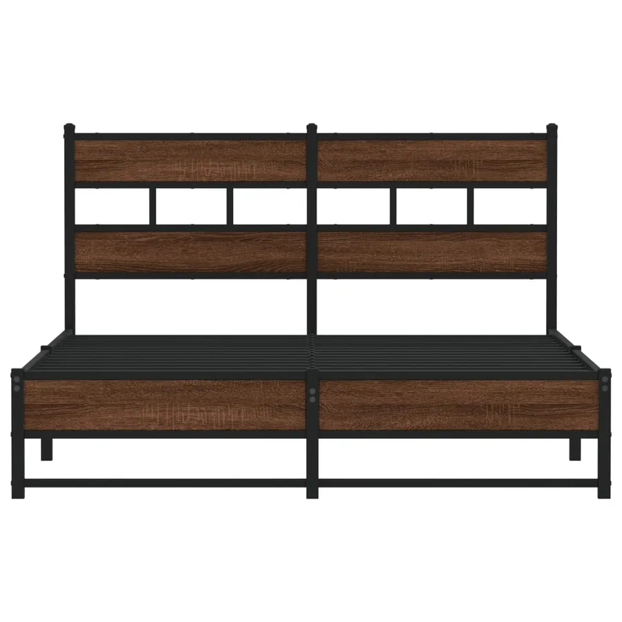 Cadre de lit en métal sans matelas chêne marron 135x190 cm - 4