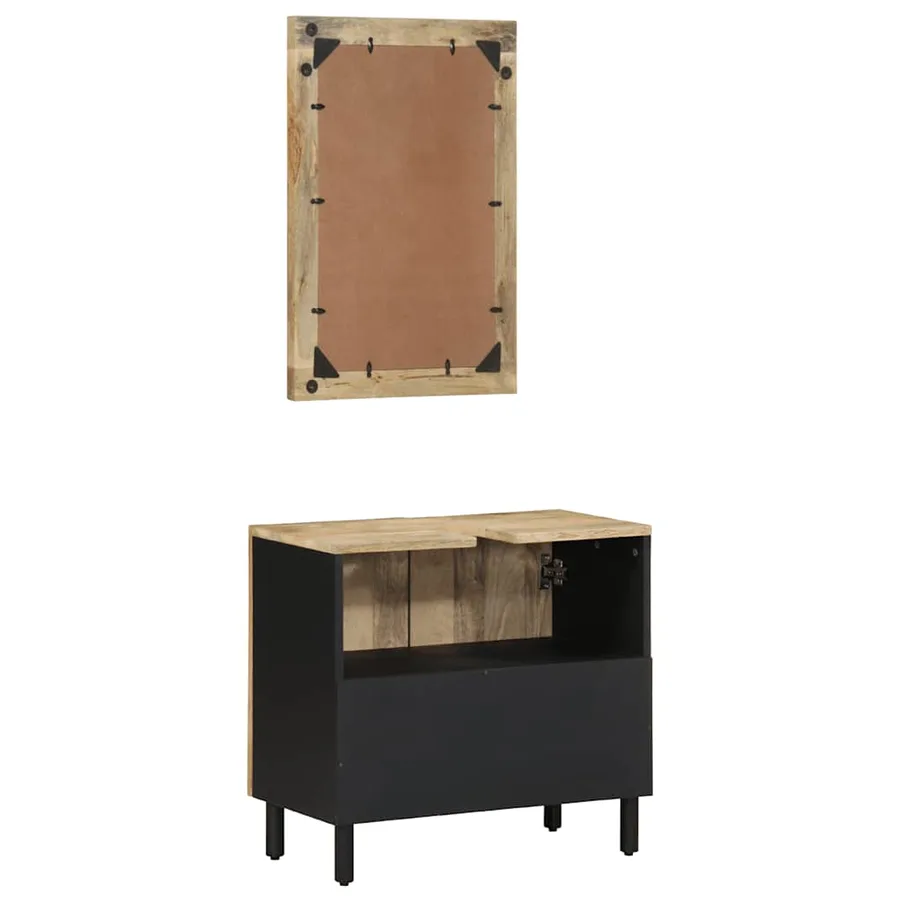 Ensemble de meubles salle de bain 2 pcs bois de manguier massif - 6