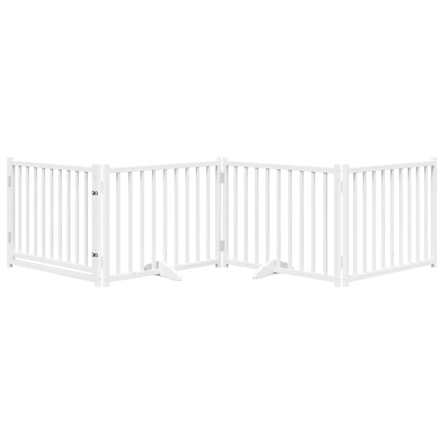 Barrière pour chiens avec porte 4 panneaux bois de sapin massif - 3