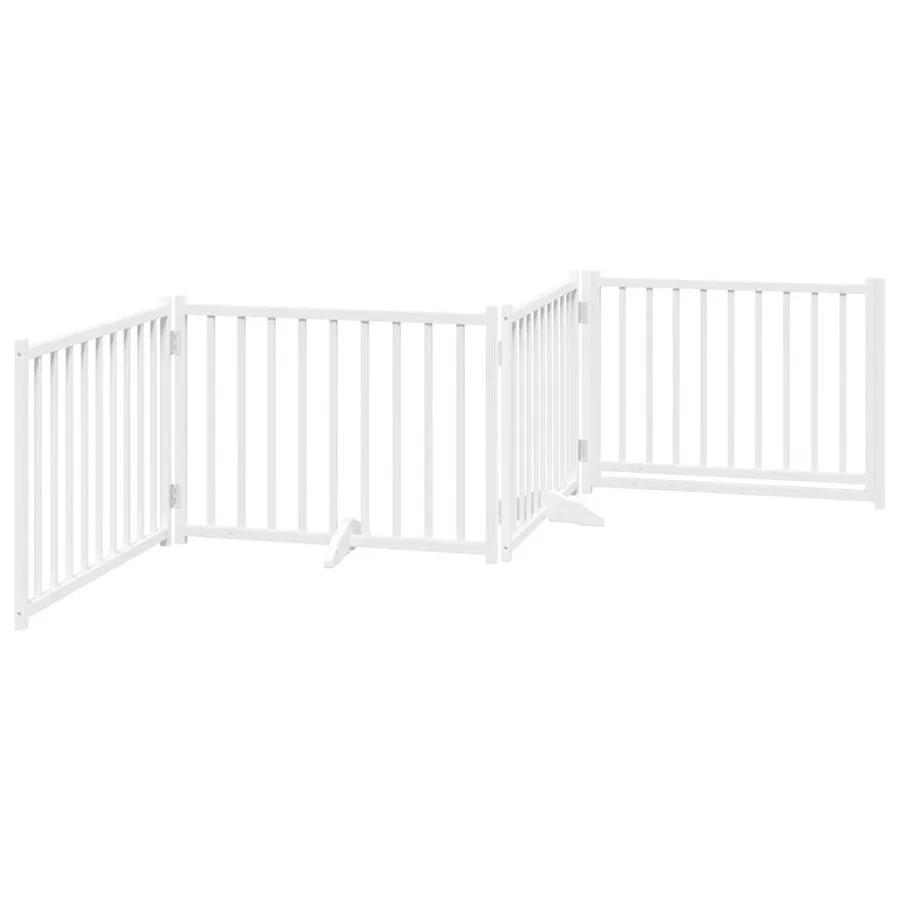 Barrière pour chiens avec porte 4 panneaux bois de sapin massif - 6