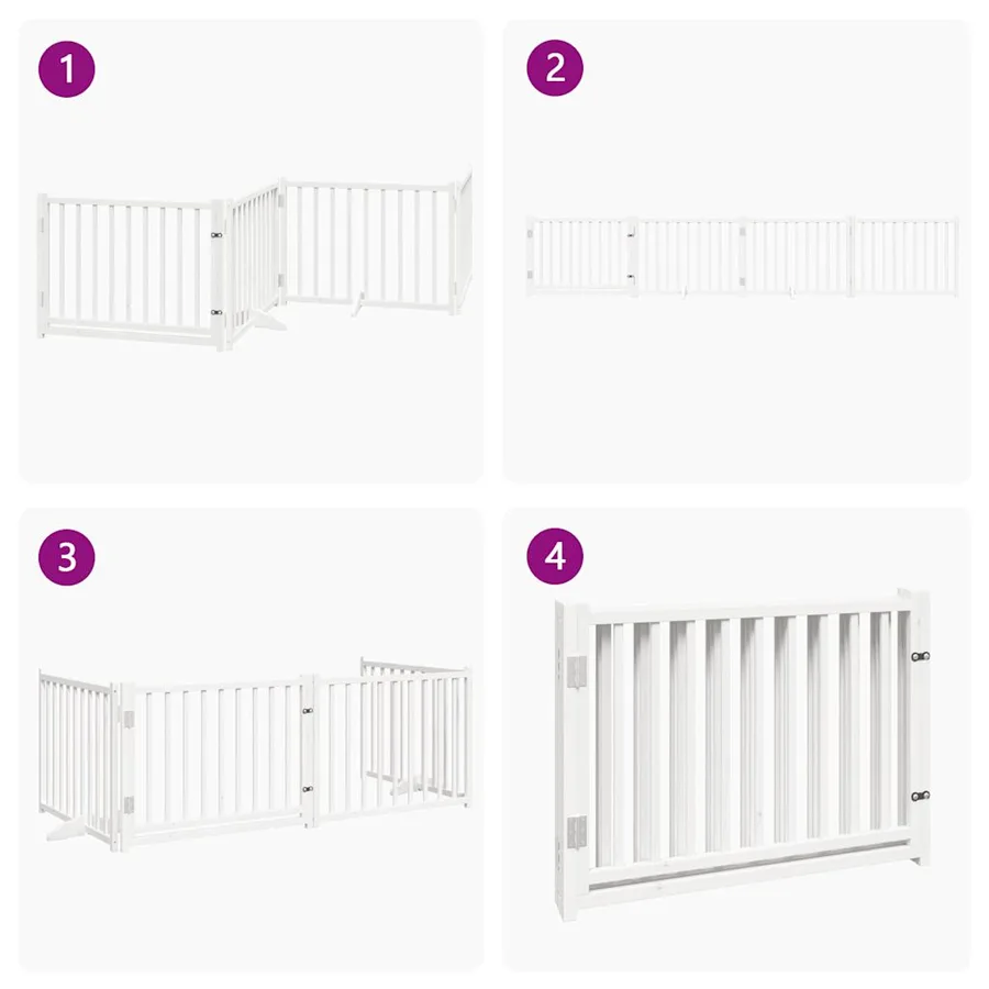 Barrière pour chiens avec porte 4 panneaux bois de sapin massif - 7