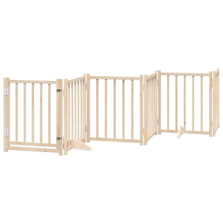 Barrière pour chiens avec porte 6 panneaux bois de sapin massif - 2