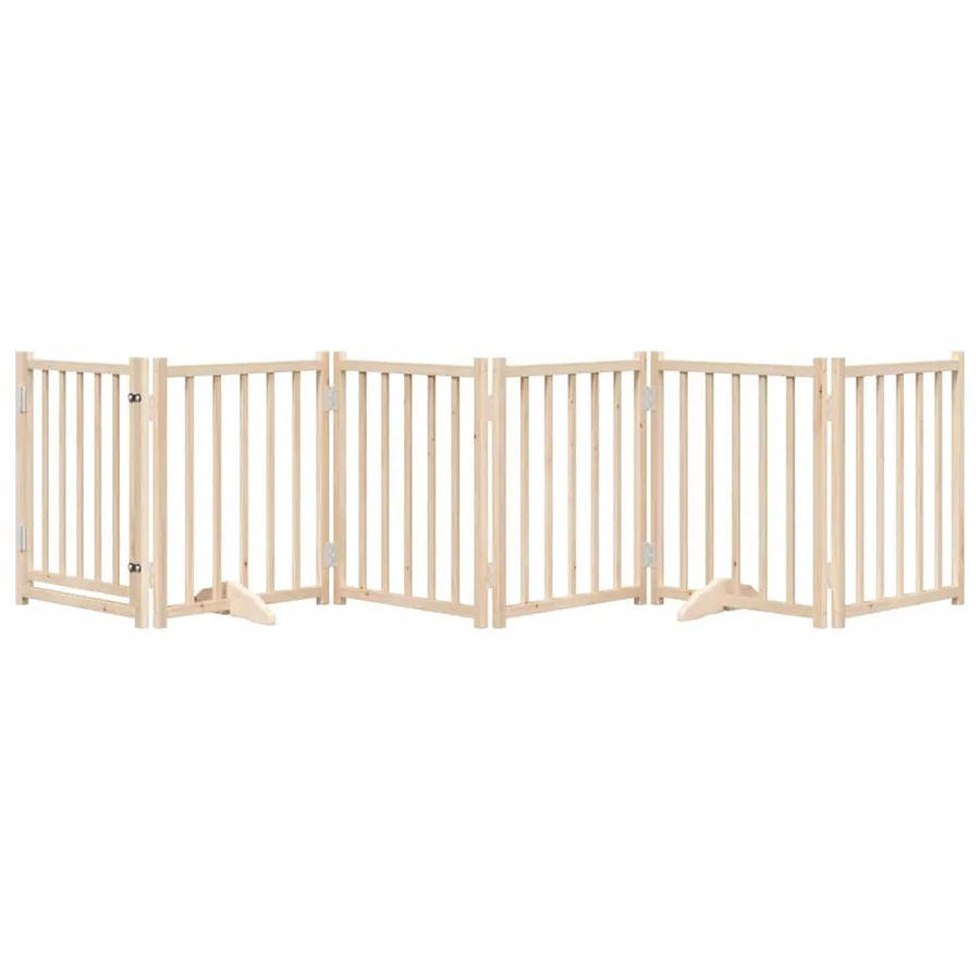 Barrière pour chiens avec porte 6 panneaux bois de sapin massif - 3