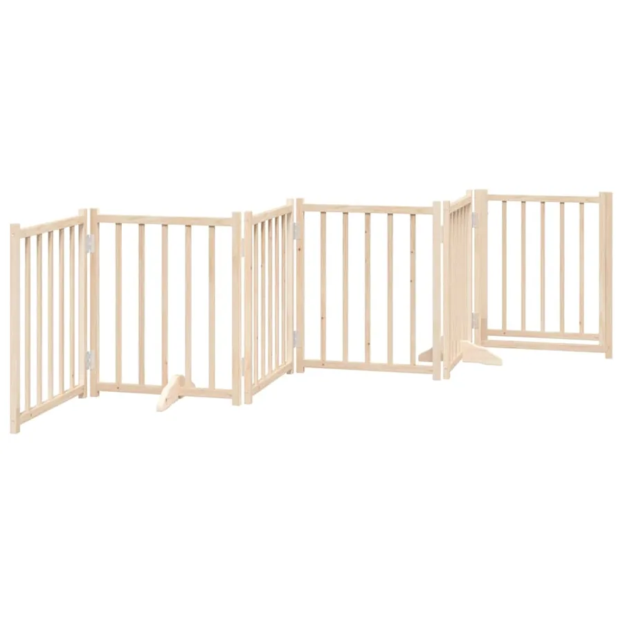 Barrière pour chiens avec porte 6 panneaux bois de sapin massif - 6