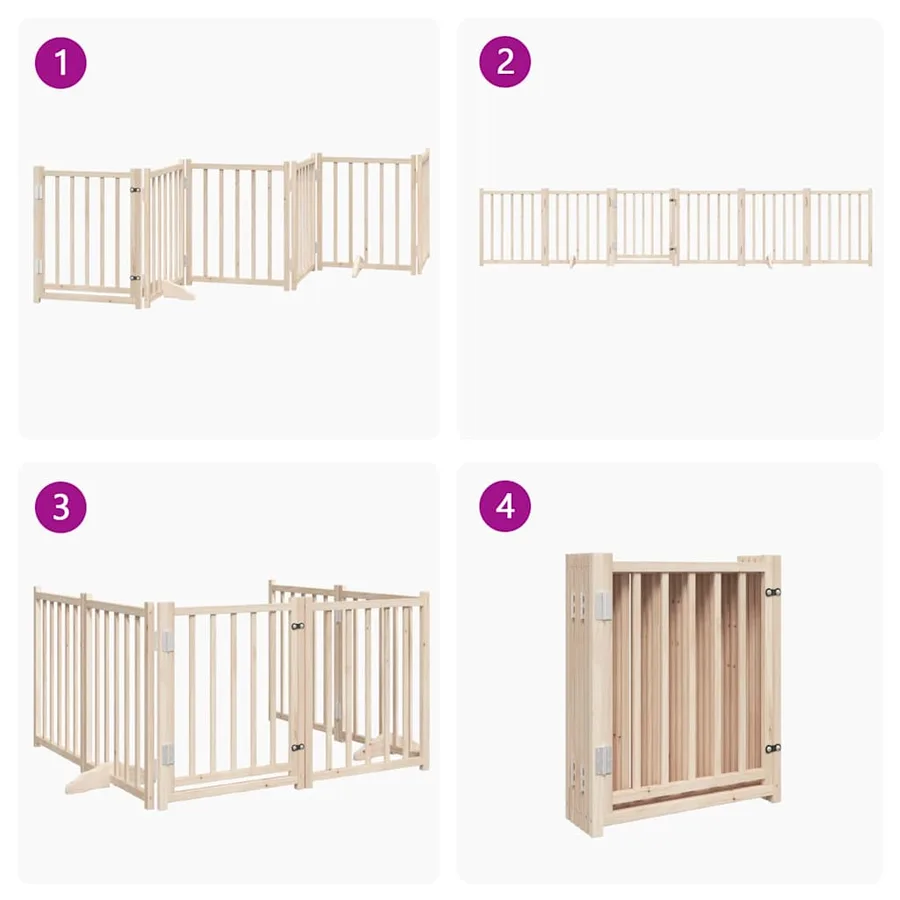 Barrière pour chiens avec porte 6 panneaux bois de sapin massif - 7