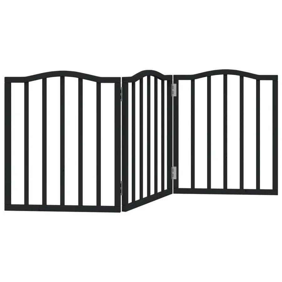 Barrière pour chien pliable 3 panneaux noir bois de peuplier - 2