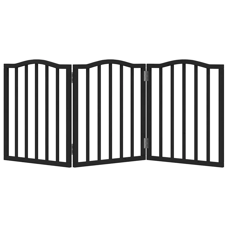 Barrière pour chien pliable 3 panneaux noir bois de peuplier - 4