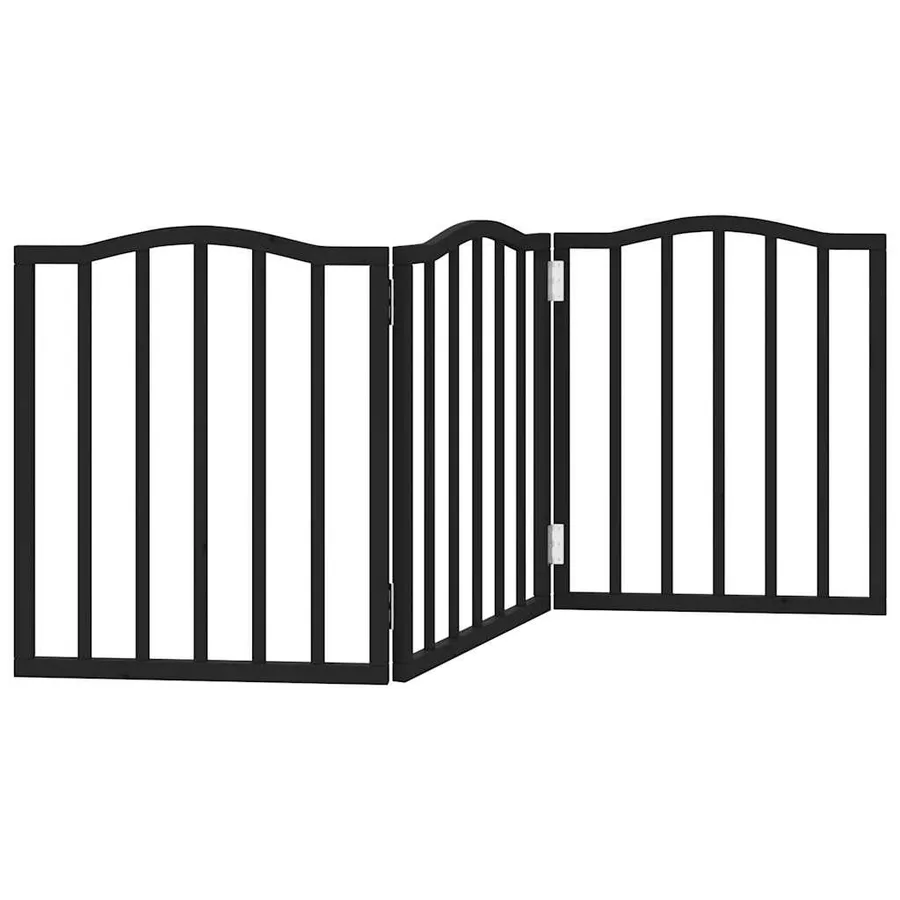 Barrière pour chien pliable 3 panneaux noir bois de peuplier - 6