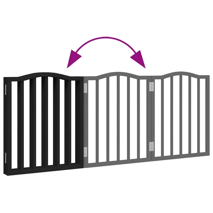 Barrière pour chien pliable 3 panneaux noir bois de peuplier - 7
