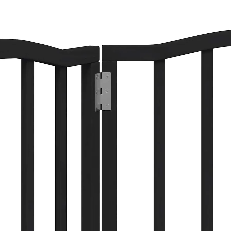 Barrière pour chien pliable 3 panneaux noir bois de peuplier - 8