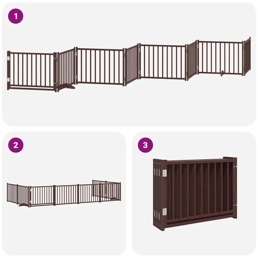 Barrière pour chien porte pliable 8 panneaux bois de peuplier - 6