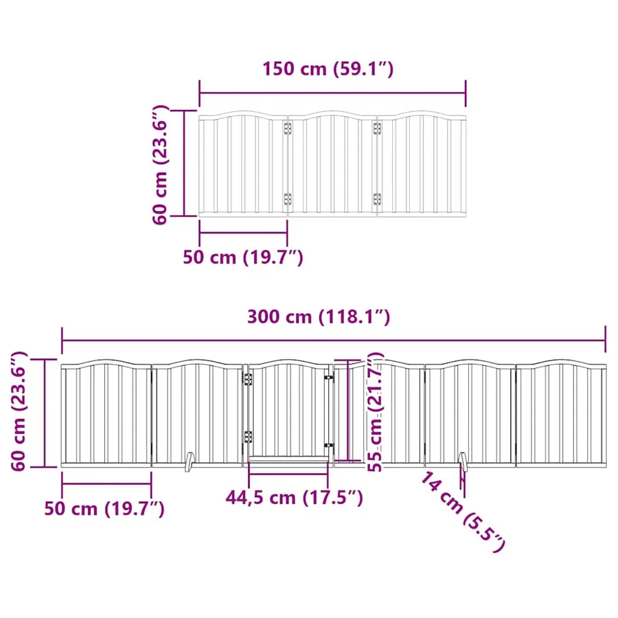 Barrière pour chien porte pliable 15 panneaux bois de peuplier - 12