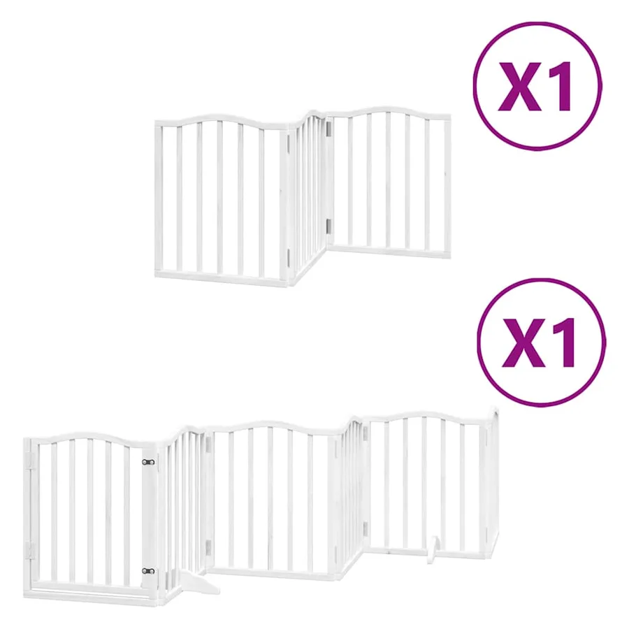 Barrière pour chien porte pliable 9panneaux blanc bois peuplier - 2