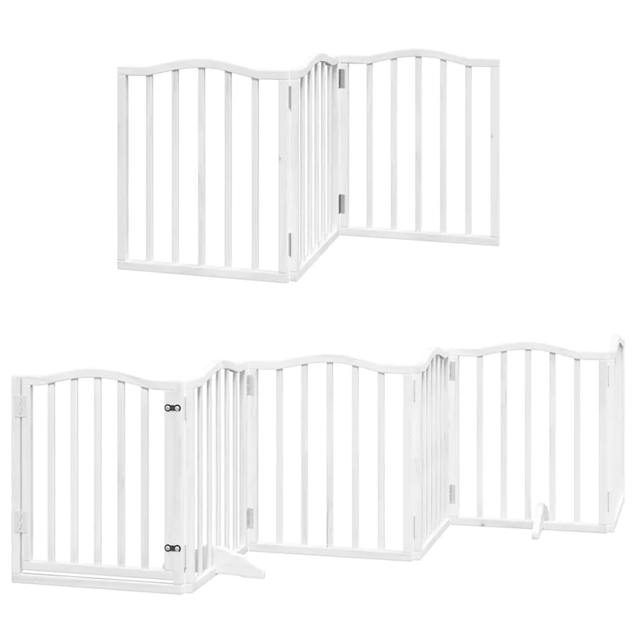 Barrière pour chien porte pliable 9panneaux blanc bois peuplier - 3