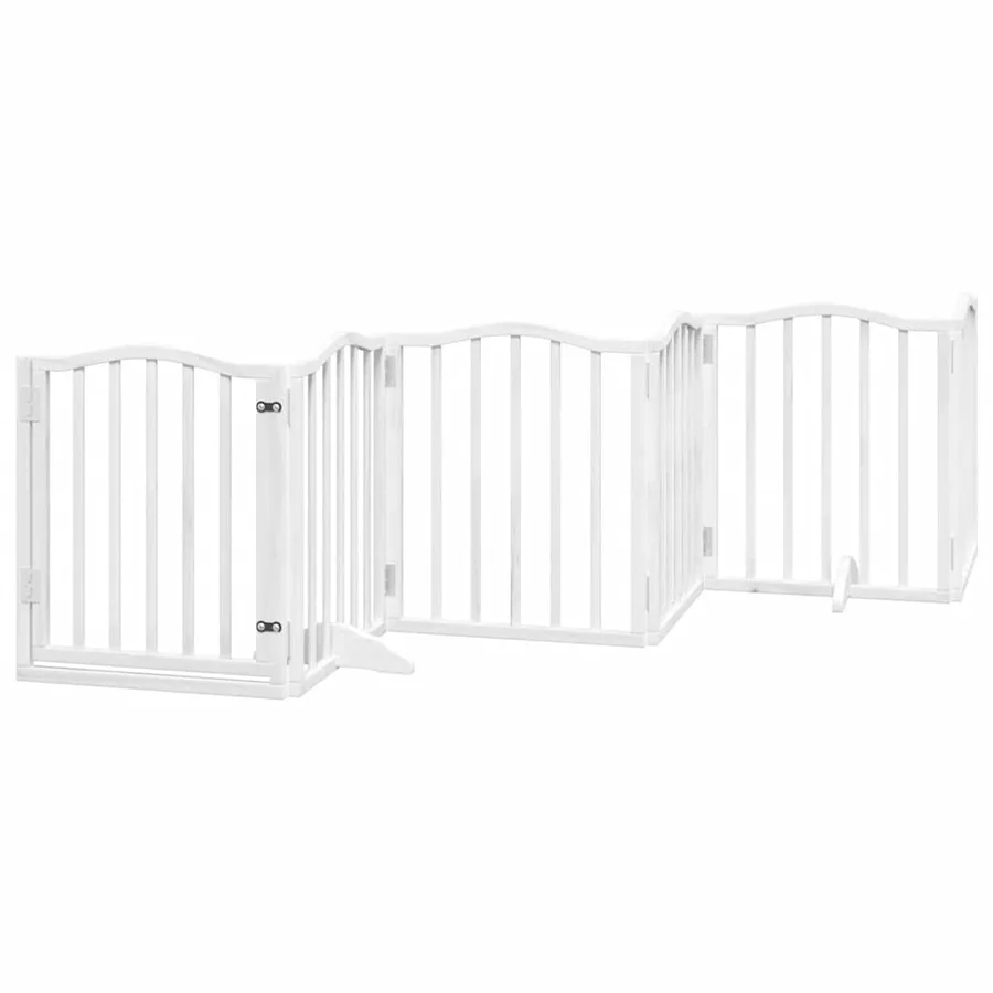 Barrière pour chien porte pliable 9panneaux blanc bois peuplier - 4
