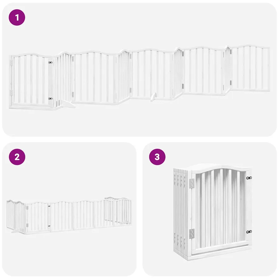 Barrière pour chien porte pliable 9panneaux blanc bois peuplier - 6
